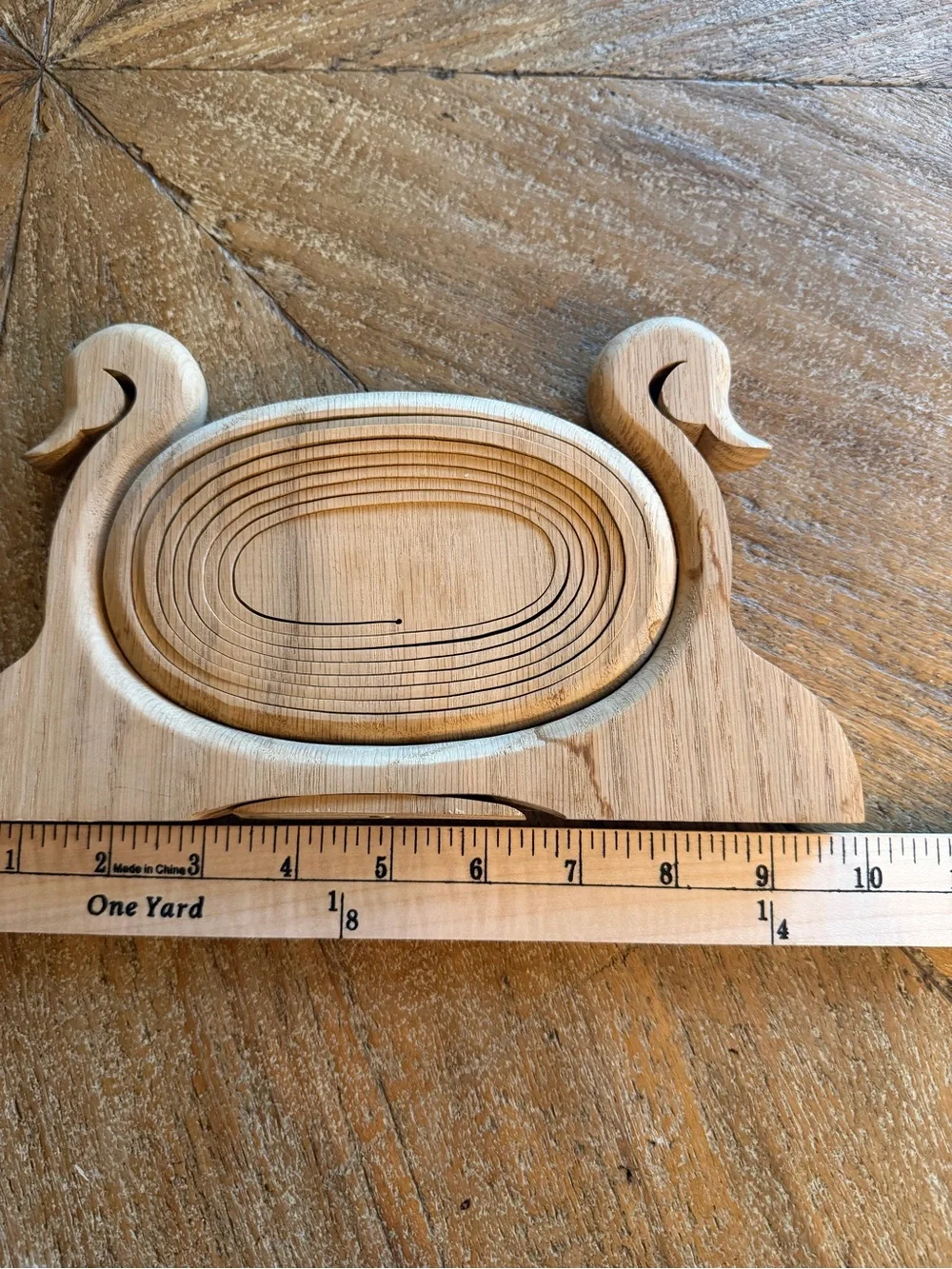 Handcrafted Natural Wood Swan Bread Bowl Holder